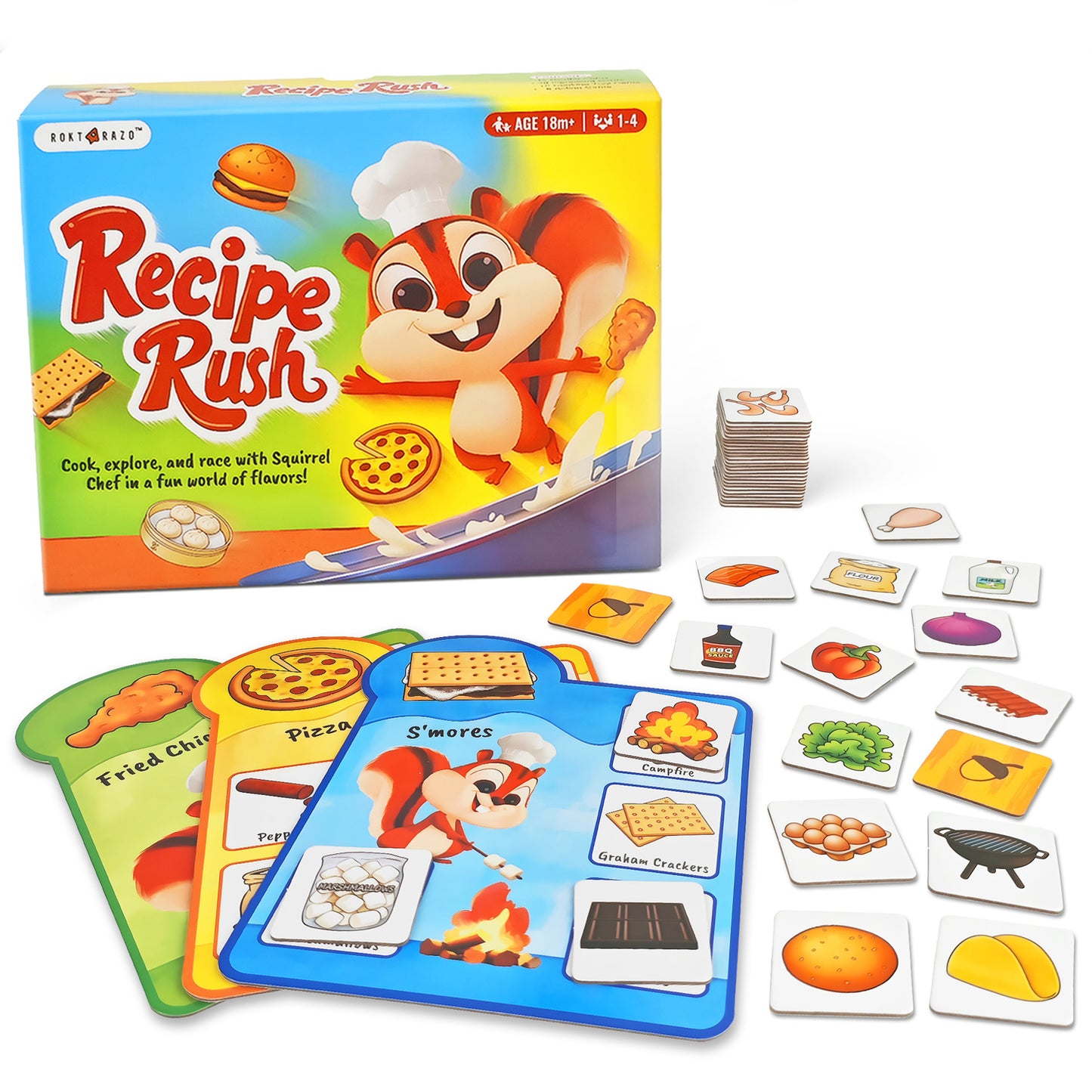 Recipe Rush, Cooking & Matching Card Game for Toldders & Kids, Ages 18 Months to 10+, Educational, Easy to Learn, No Reading Required, Perfect for Family Game Night, 1–4 Players
