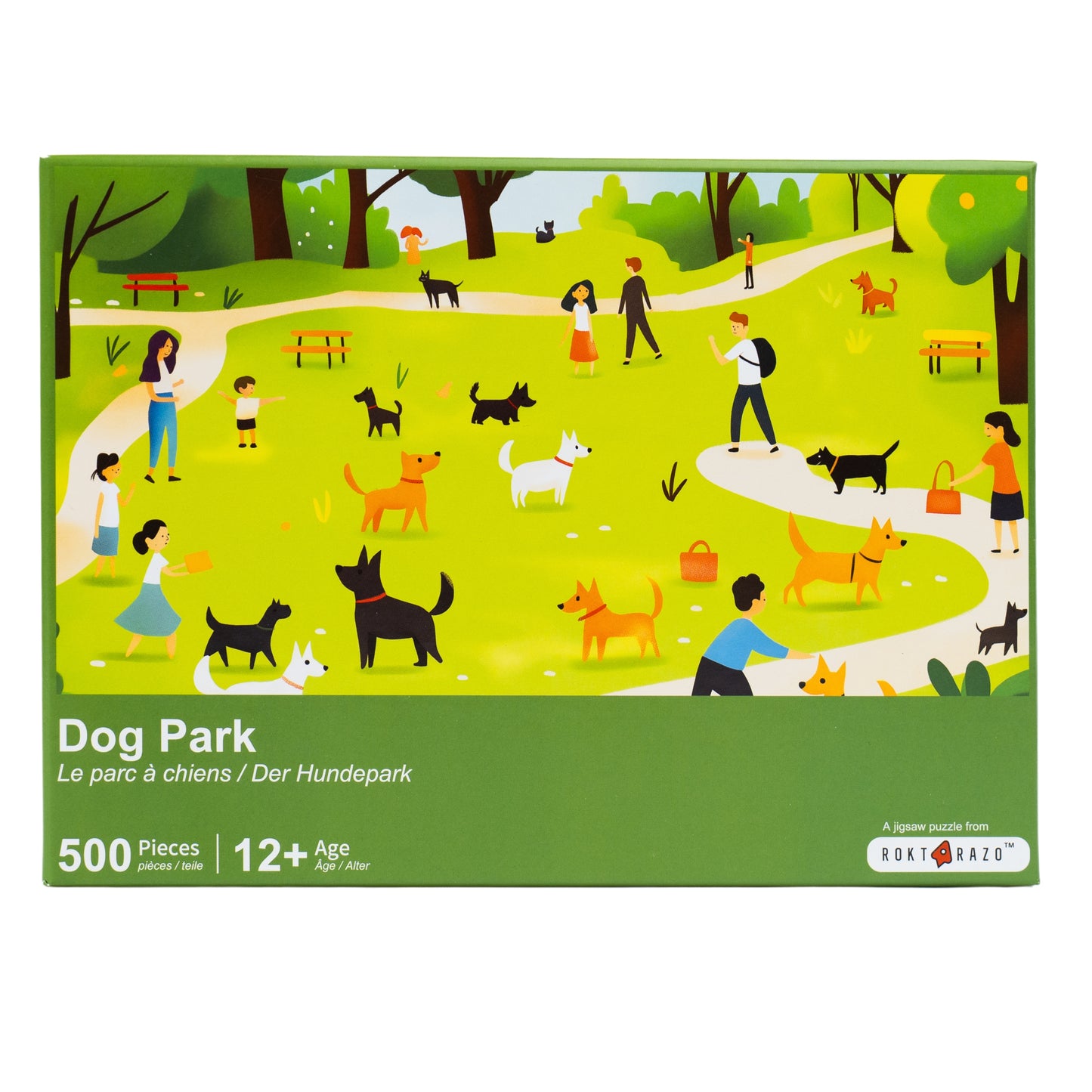 Dog Park, Cute 500 Pieces Jigsaw Puzzles, Moderate Challenge, Family Game Nights, Finish Size 20.5 * 15.0 in