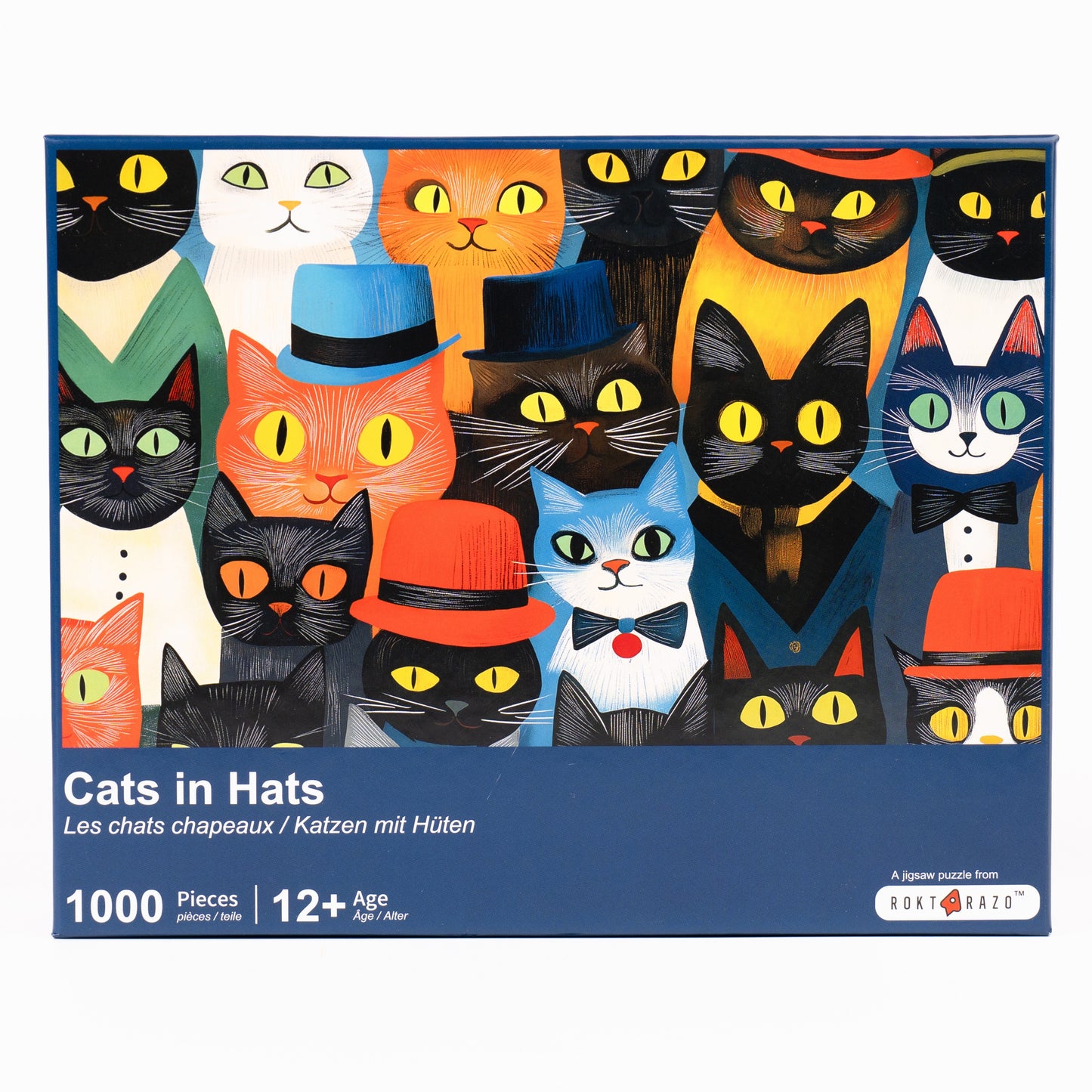Cats in Hats, Cute 1000 Pieces Jigsaw Puzzles, Finish Size 26.0 * 18.9in