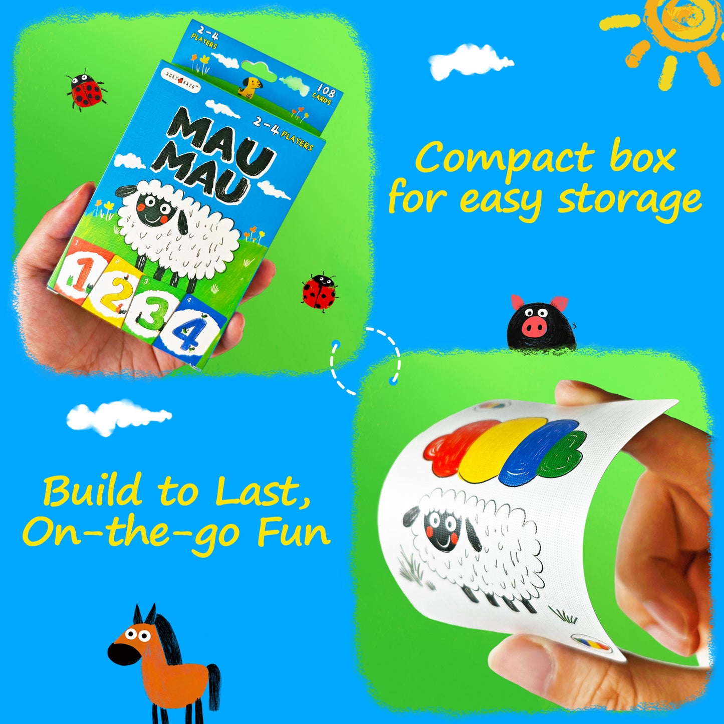 Mau Mau, Humorous Classic German Card Games, Crazy'8s, 108 Cards Party Pack, Colour & Number Matching Game for 2-6 Players, Easy and Fun for Family Game Night for Kids, Teens, Adults
