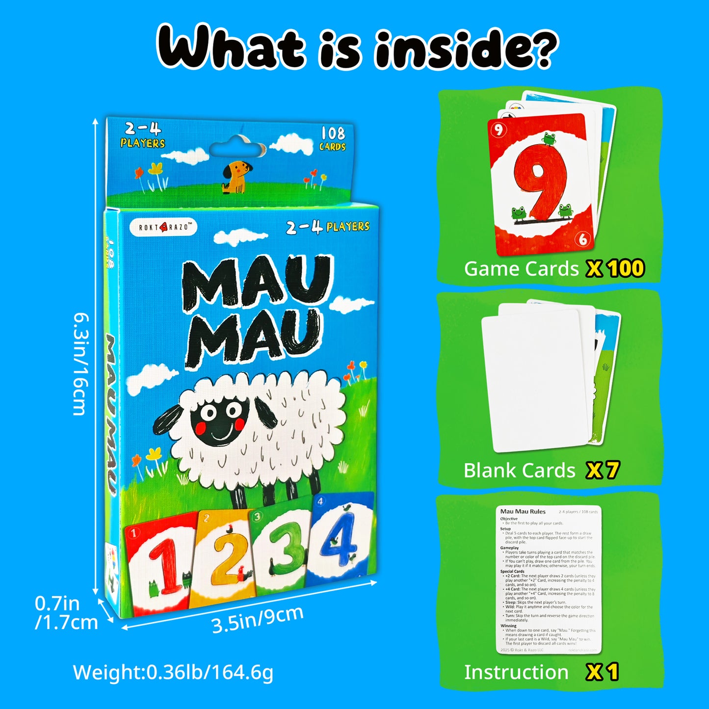 Mau Mau, Humorous Classic German Card Games, Crazy'8s, 108 Cards Party Pack, Colour & Number Matching Game for 2-6 Players, Easy and Fun for Family Game Night for Kids, Teens, Adults