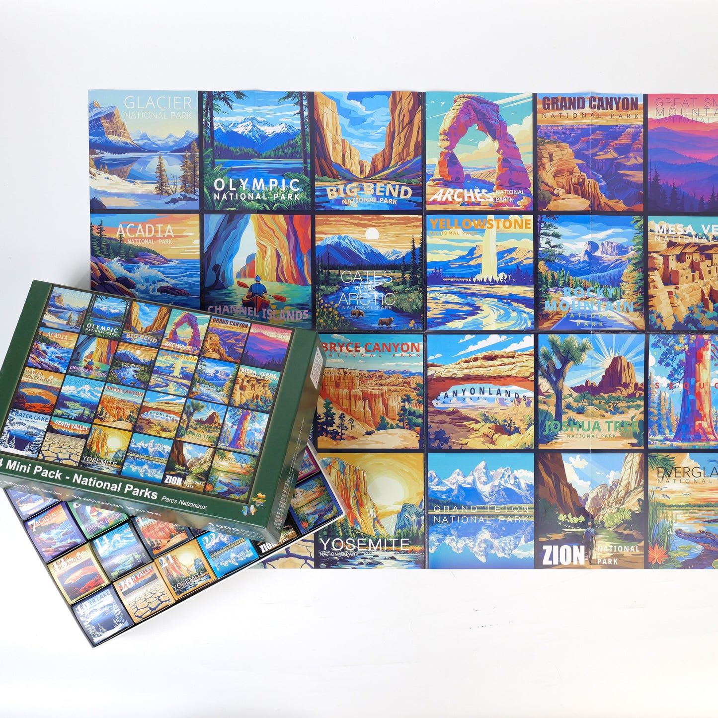 24 National Parks, 1000 Piece, 24 Mini Pack Jigsaw Puzzle, 27.5 x 19.7 inches, Daily Challenge Pack with Reference Poster