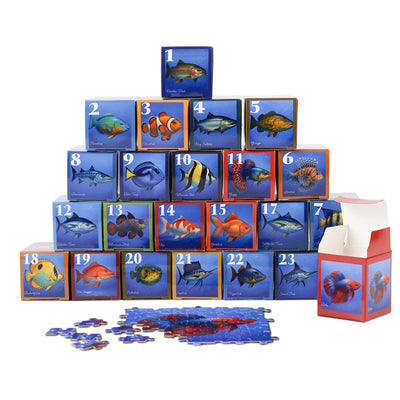 Fishes, 24 Mini Pack Kids Puzzles, 1000 Pieces Advert Puzzles, Family Game Nights, Finish Size 27.5 * 19.7 in