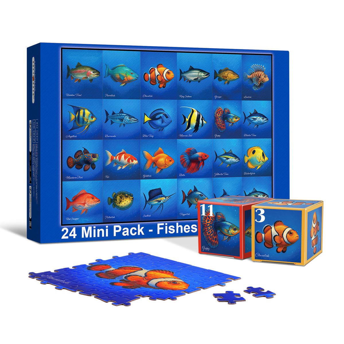Fishes, 24 Mini Pack 1000 Pieces Puzzles