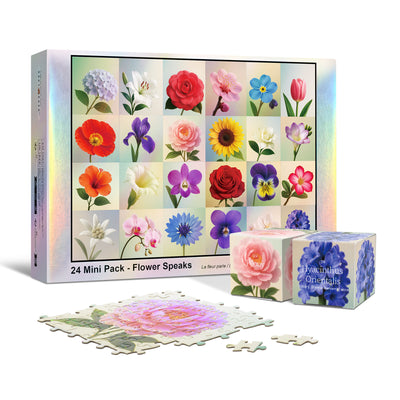 Flower Speaks, Glitter finish, 24 Mini Pack 1000 Pieces Puzzles