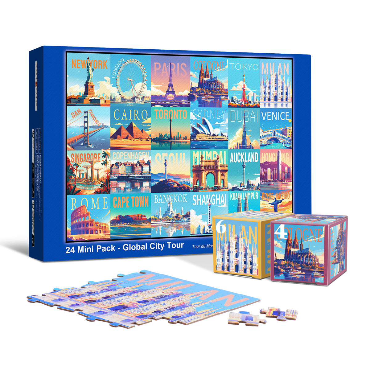 Global City Tour, 24 Mini Pack 1000 Pieces Puzzles