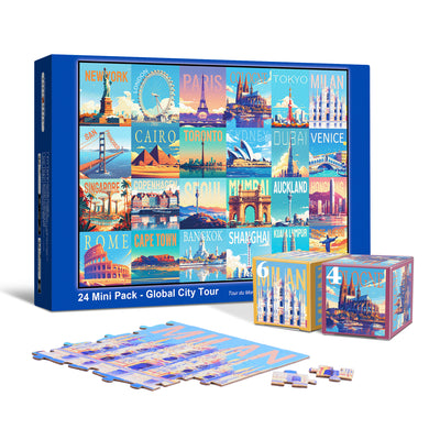 Global City Tour, 24 Mini Pack 1000 Pieces Puzzles