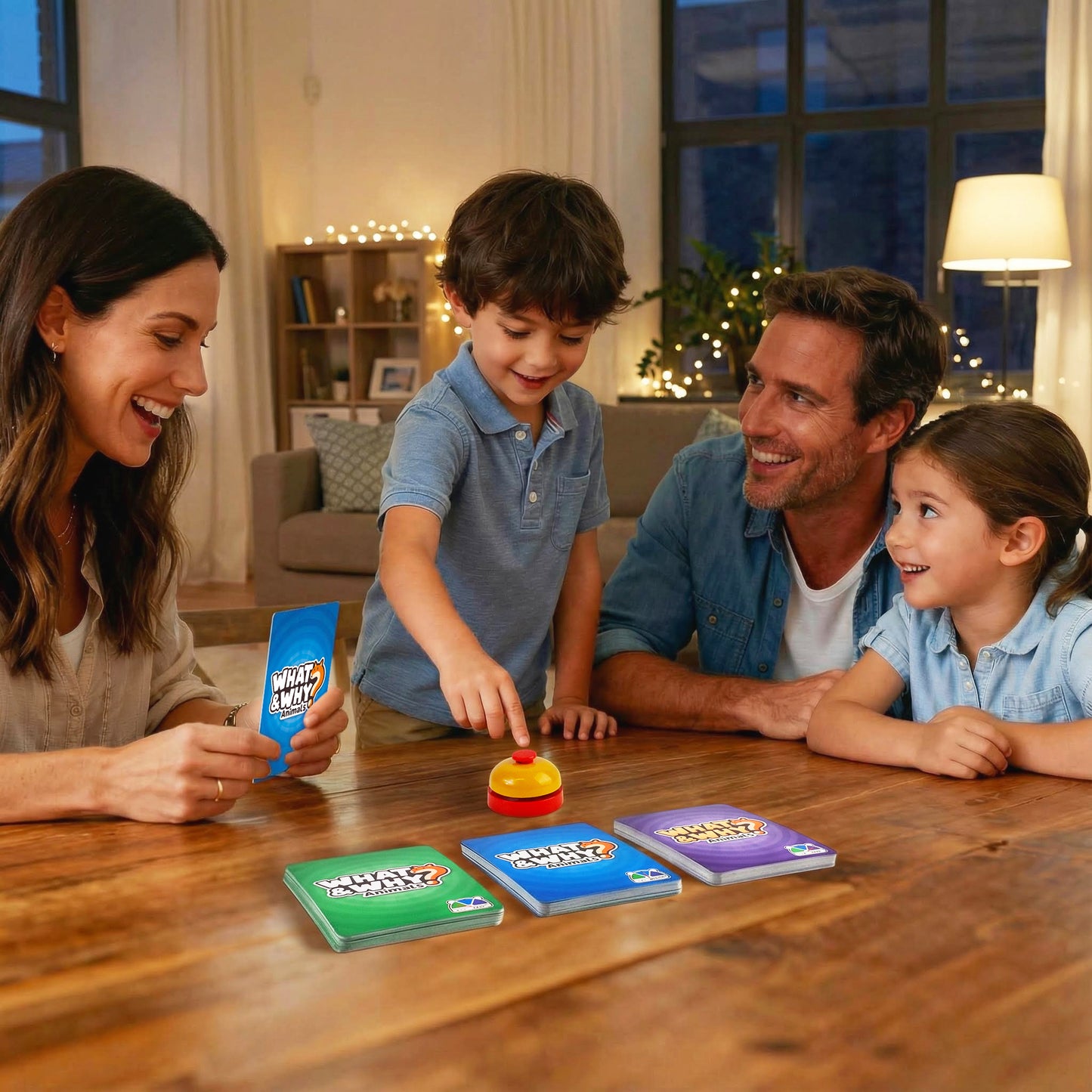 What&Why? Guess The Animal Card Game, 87 Jumbo Cards with The Bell