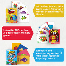 6 in 1 Educational Kids Card Games, Large Cards, Alphabet Memory Match, Slap Jack, Go Fish, Crazy Eights, War, Ghost Out (Formerly Old Maid)