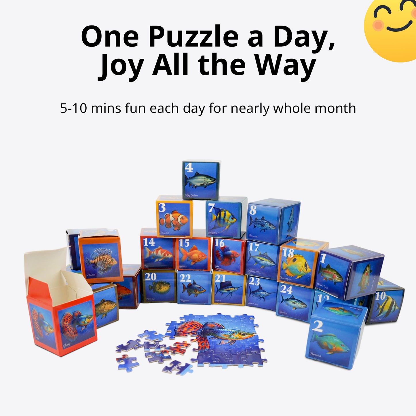 Fishes, 24 Mini Pack Kids Puzzles, 1000 Pieces Advert Puzzles, Family Game Nights, Finish Size 27.5 * 19.7 in