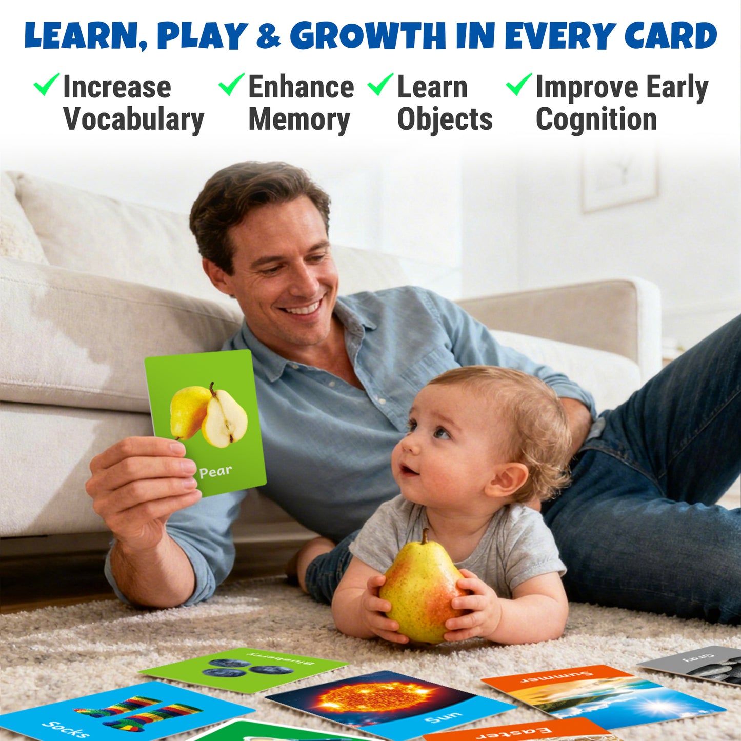 96 Jumbo Toddler Flash Cards, 10 Topics, 176 Real Images, Double-sided