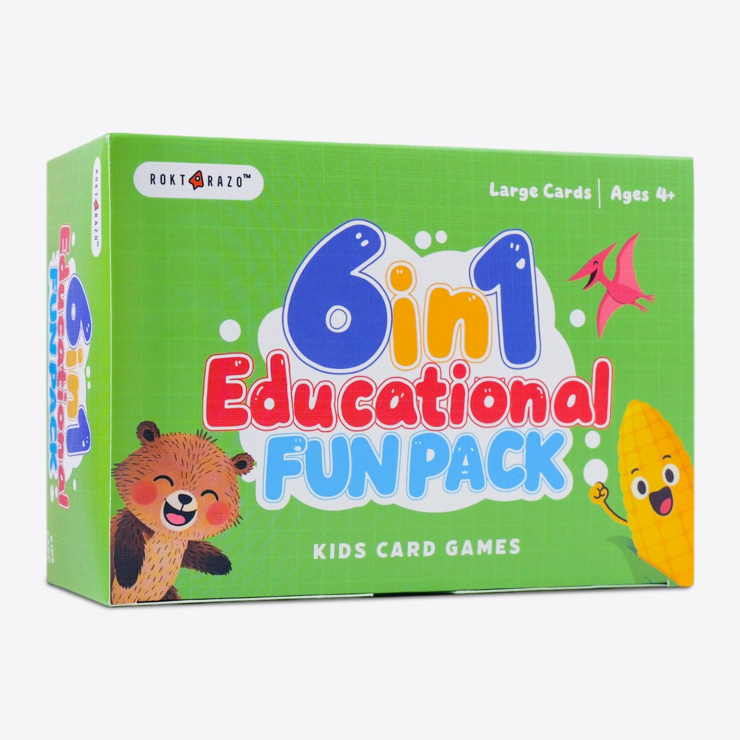 6 in 1 Educational Kids Card Games, Large Cards, Alphabet Memory Match, Slap Jack, Go Fish, Crazy Eights, War, Ghost Out (Formerly Old Maid)