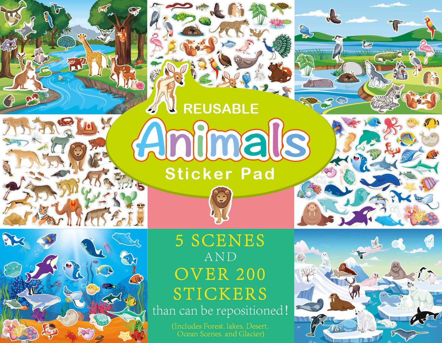 Children Stickers, Reusable Sticker Book,Four Themes