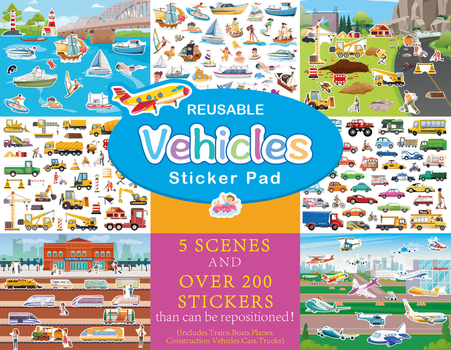 Children Stickers, Reusable Sticker Book,Four Themes