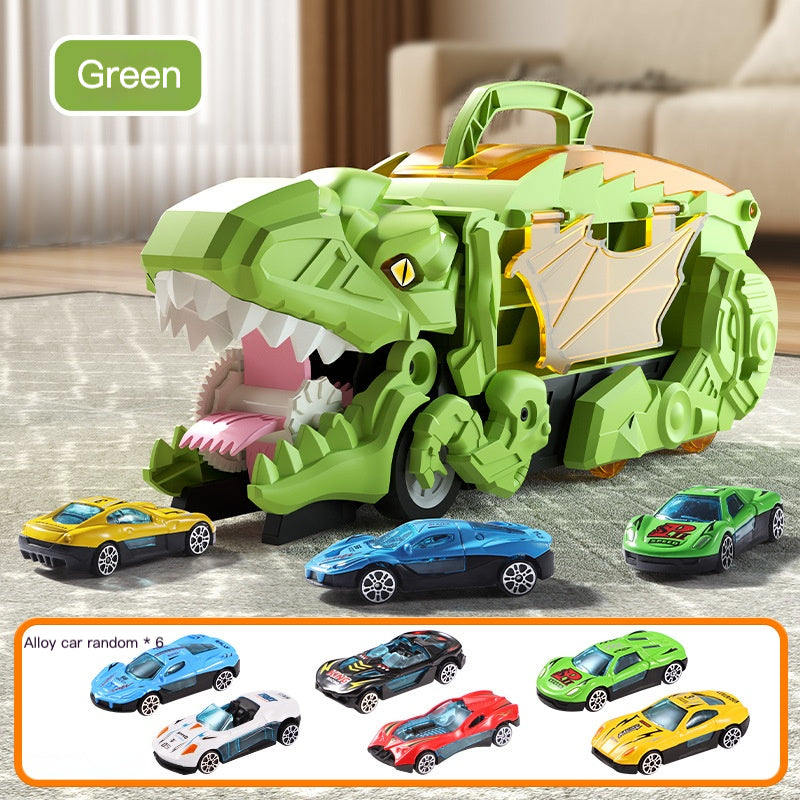 Dinosaur Swallowing Vehicle,Dinosaur Cars Transport Truck Carrier, Toy Cars Track Set Dinosaur Transporterransforms into Dino