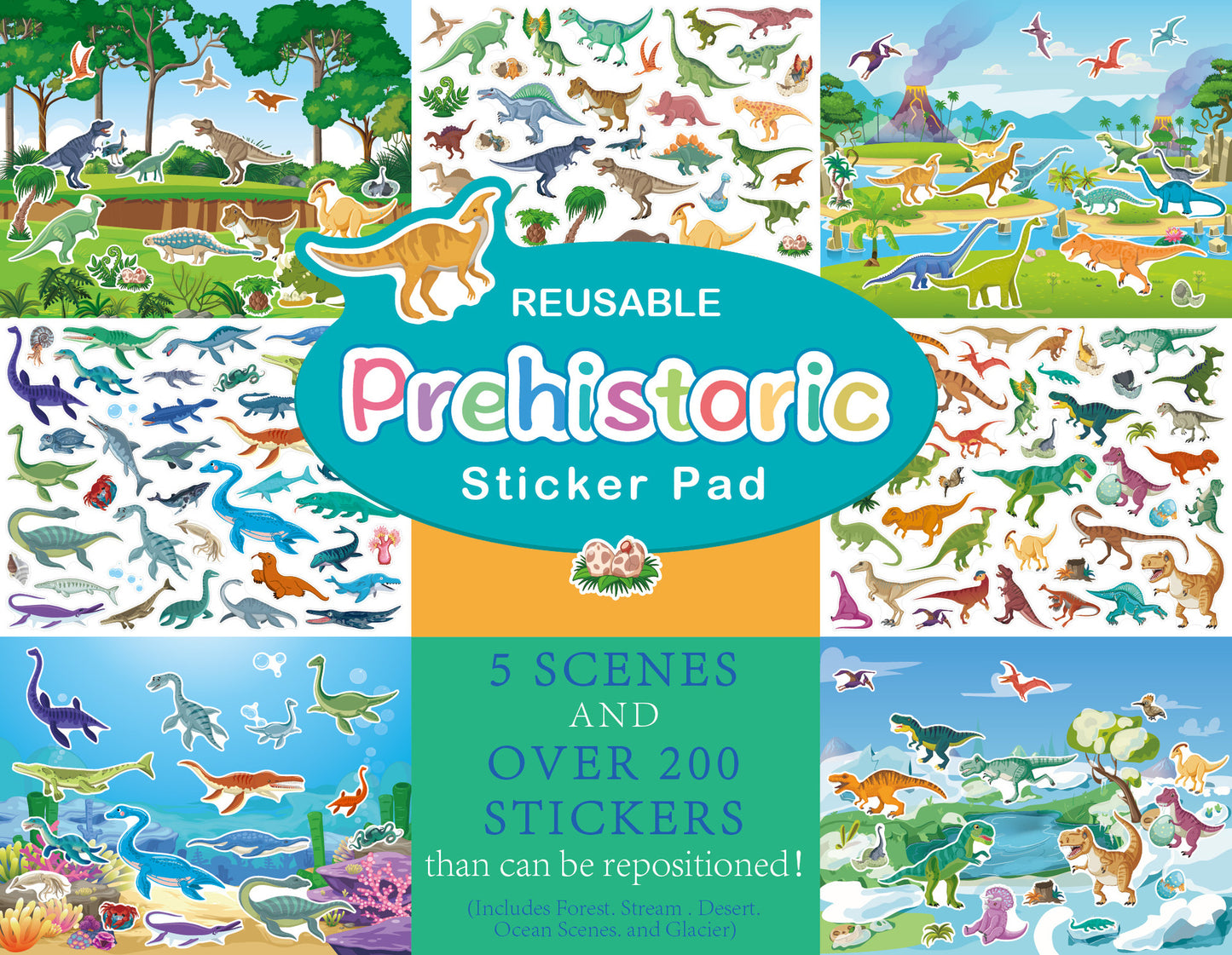 Children Stickers, Reusable Sticker Book,Four Themes