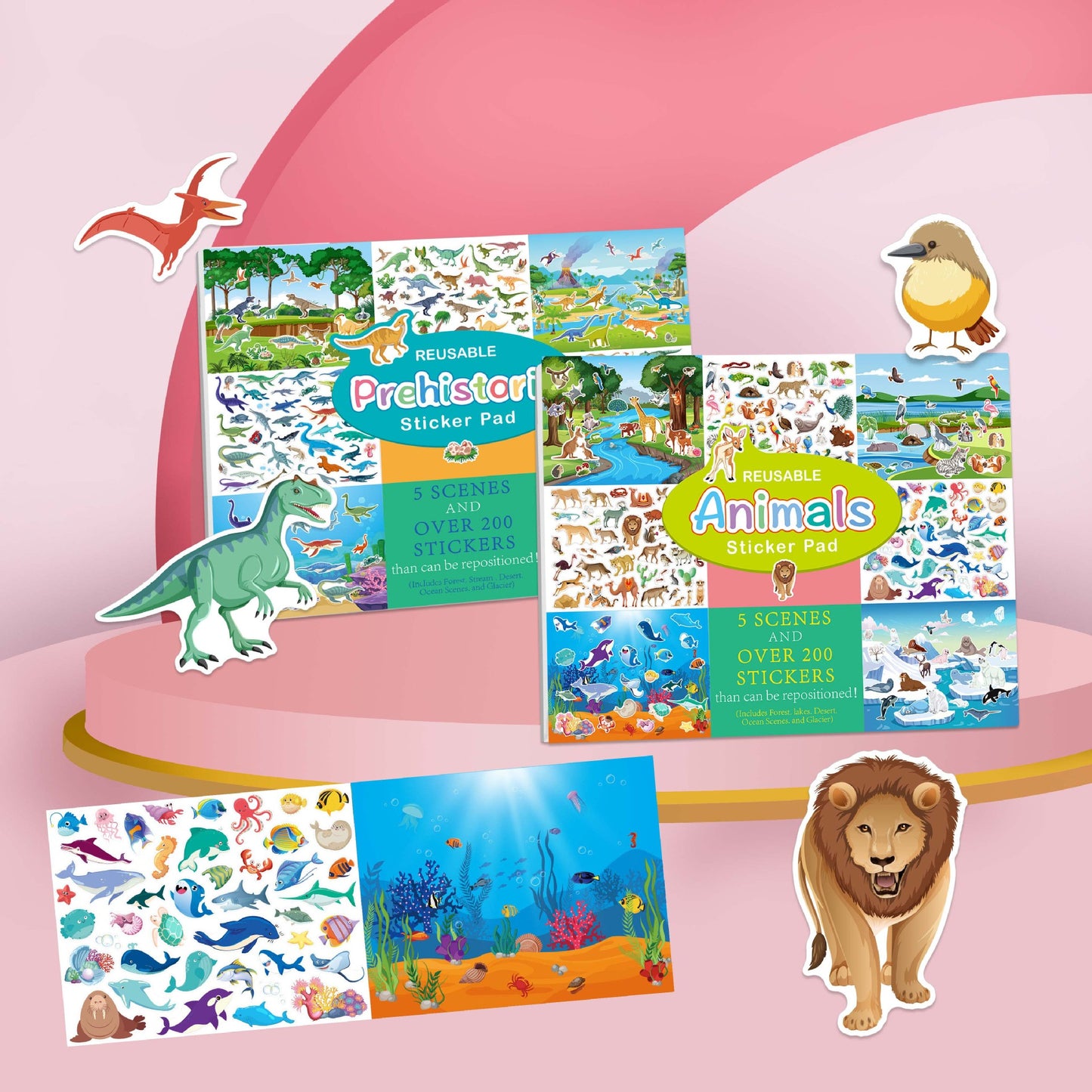 Children Stickers, Reusable Sticker Book,Four Themes